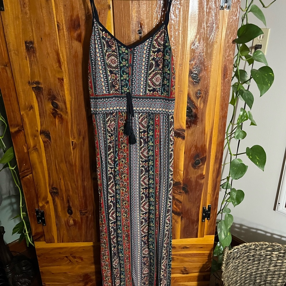 Bohemian Maxi Dress with Tassel Detail